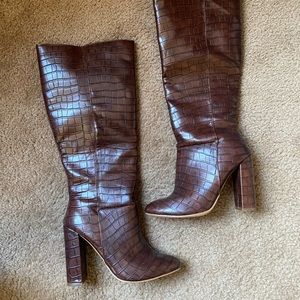Just Fab Boots, Knee High, Crocodile Print